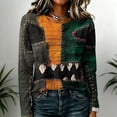 thumbnail image 3 of Halloween Shirts for Women 2026 Plus Size Long Sleeve Funny Pumpkin Print Tops Cute Vintage Teacher Shirts Casual Holiday Clothes Dark Green XL, 3 of 5