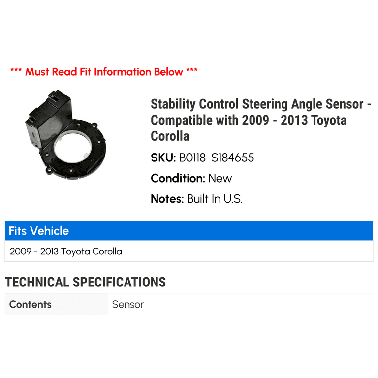 Stability Control Steering Angle Sensor - Compatible with