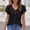 *Black, variant on ClodeEU Women's V Neck Puff Sleeve Button Down Blouse, Casual Short Sleeve Top Black,Women's Plus L