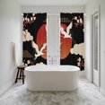 thumbnail image 4 of Japanese Style Kitchen Curtain for Berdoom Living Room Cafe 72 Inch Length, Modern Cranes Cherry Flower Wave Red Brown Tiers Curtains Light Filtering Drapes Window Treatment 2 Panels 52"Wx72"L, 4 of 8