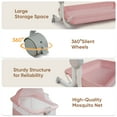 thumbnail image 6 of Babyeap 3 in 1 Baby Bassinet,Baby Basinet Bedside Sleeper,Standalone Baby Crib,6 Height Adjustable Portable Crib for Newborn,Pink, 6 of 7