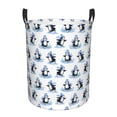 thumbnail image 1 of Balery Skiing Penguin Funny Cesta de ropa redonda con asas, impermeable, independiente, para ropa, juguetes, dormitorio y familia-Small, 1 of 6