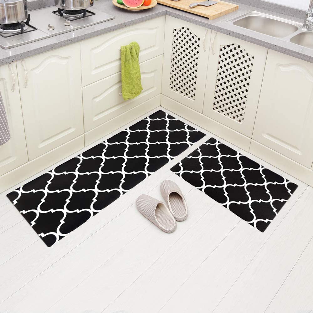 2 PCS Set 18x47+18x30 Kitchen Rugs and Mats Non-Skid Washable Runner Rugs with Rubber Backing Natural Twill Kitchen Mat Rug Non Skid Washable 