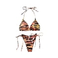 thumbnail image 1 of xiaxaixu Women 2 Piece Bikini Set Tiger Pattern Print Strappy Bra and Thong, 1 of 8