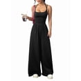 thumbnail image 3 of Women'S Summer Jumpsuit Spaghetti Strap One-Piece Outfit Wide Leg Baggy Pants Romper Black L, 3 of 10