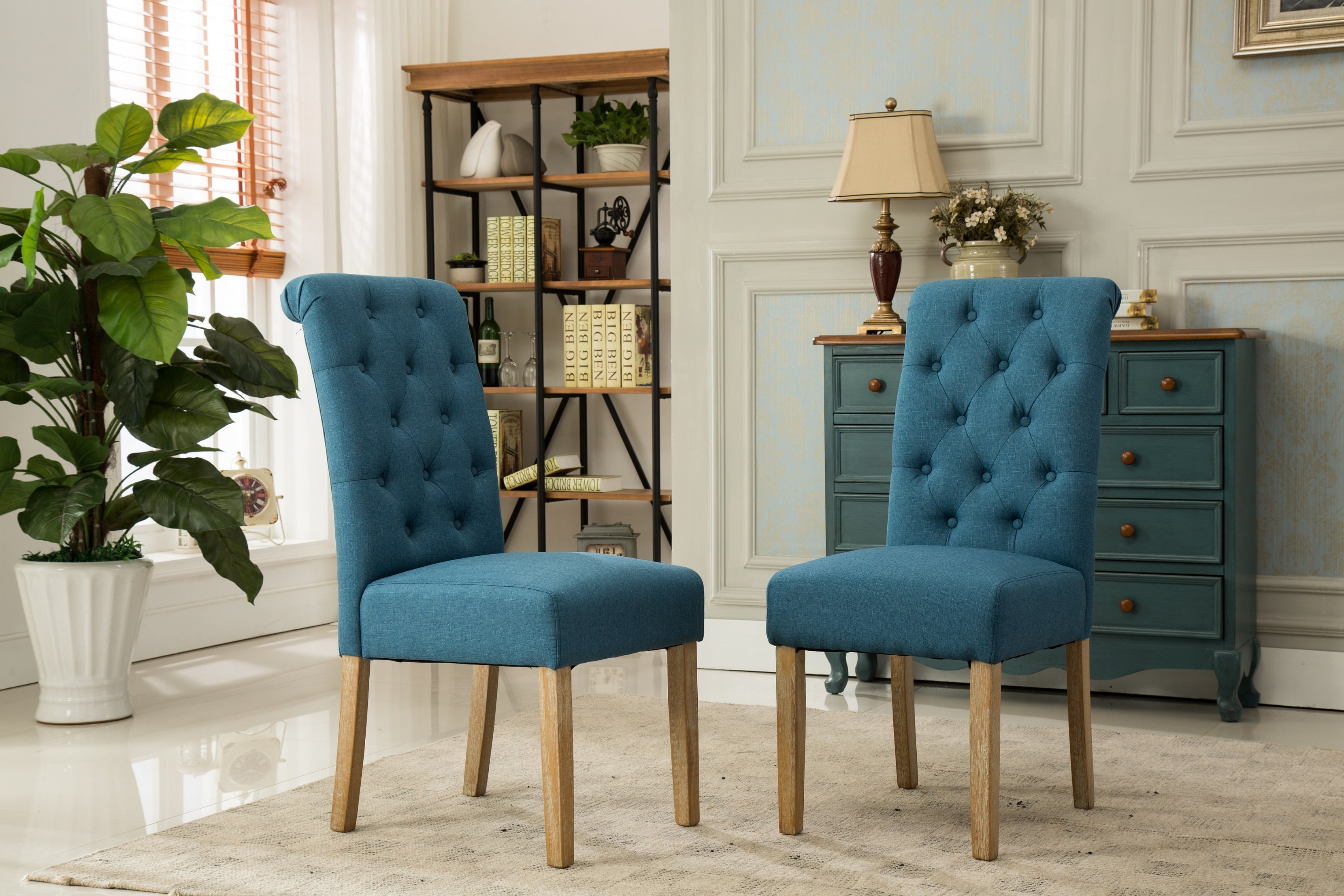 Roundhill furniture habit solid cheap wood tufted parsons dining chair