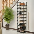 BIGLUFU Shoe Rack, Metal Shoe Organizer with 1 Rows 10 Tiers Metal Shoe