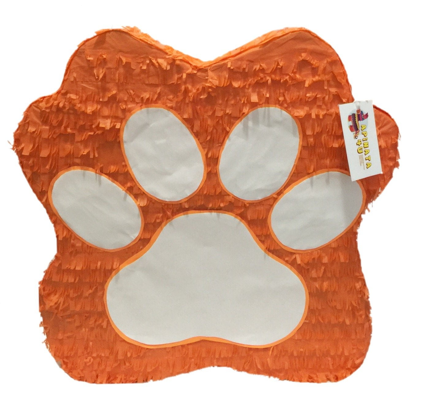 APINATA4U Orange & White Paw Print Pinata 19" Tall - Walmart.com