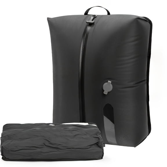 Travel Vacuum Compression Storage Bags, Waterproof Moisture-Proof Space Saver Bags for Camping Business Trips Seasonal Home Storage,Black