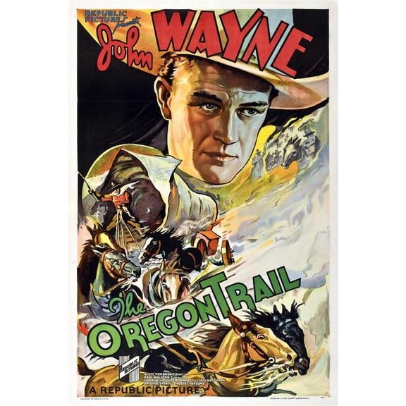 Wall Art Impressions 19"x28" Photographic Quality Poster: John Wayne - The Oregon Trail 1936 film [Photo Paper]