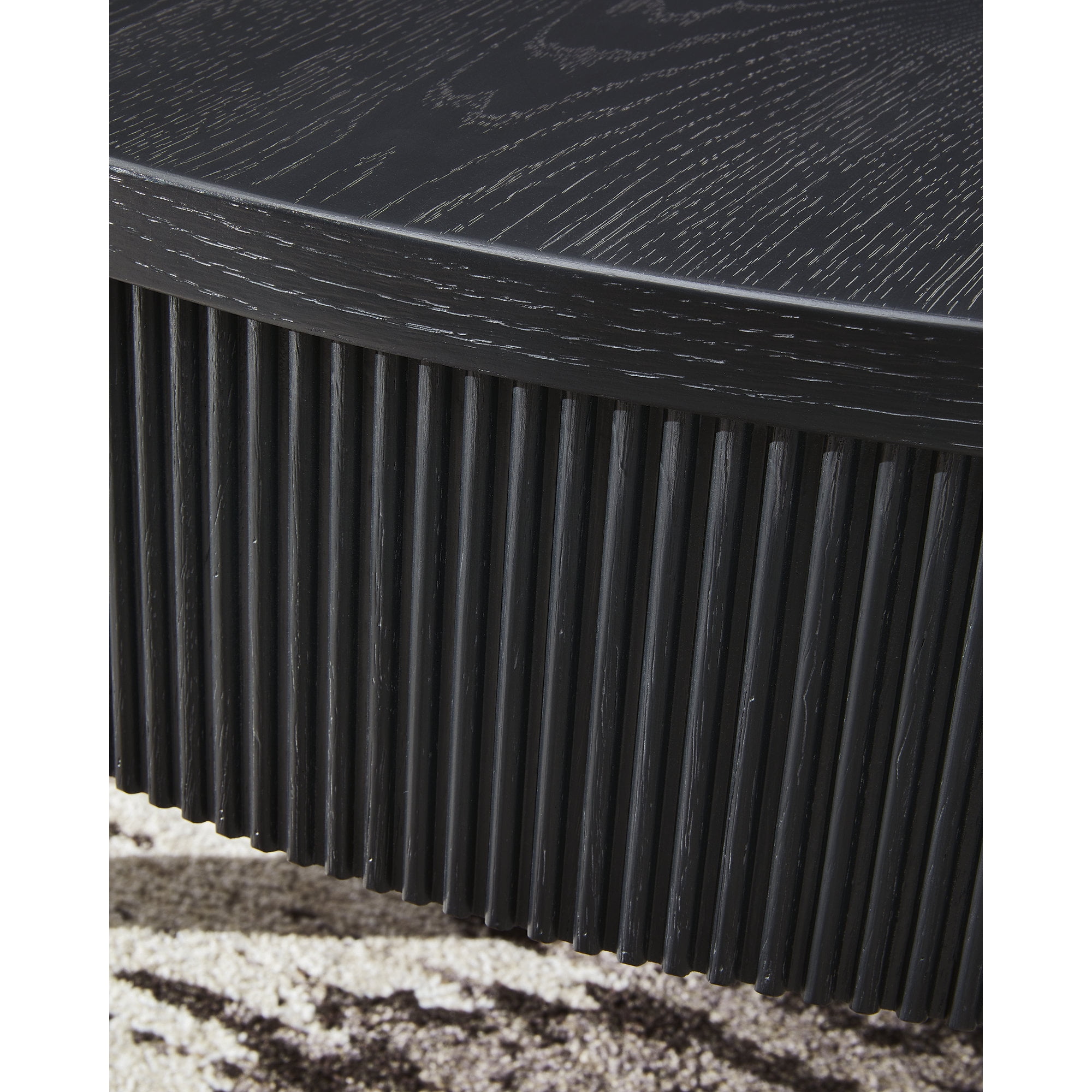 Signature Design by Ashley Marstream Round Coffee Table with Storage Drawers, Modern Farmhouse, Black