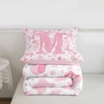 thumbnail image 5 of jejeloiu Cute Western Cowgirl Boots Full Size Comforter Sets For Girls,Pink Coquette Bowknot Alphabet M Bedding Sets For Kids,Pink Reversible,3pcs, 5 of 7