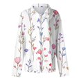 thumbnail image 6 of WTOBBY Women's Floral Print Button Down Long Sleeve Shirt, Classic Collar Casual Blouse Top with Soft Texture, Perfect for Spring Fall Office and Weekend,Pink M, 6 of 6