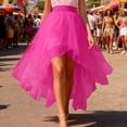 thumbnail image 2 of Bibifish Womens Skirts spring fall trendy Colorful Mesh Tulle Skirt Layered Asymmetrical Hem Short Front Long Back Elastic Waist Flowy A Line Skirts, 2 of 4