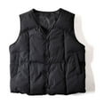 thumbnail image 2 of Letdown Men's Puffer Vest Outerwear Sleeveless Solid Button Jacket Winter Warm Lightweight Pockets Wind_proof (Black, L), 2 of 5