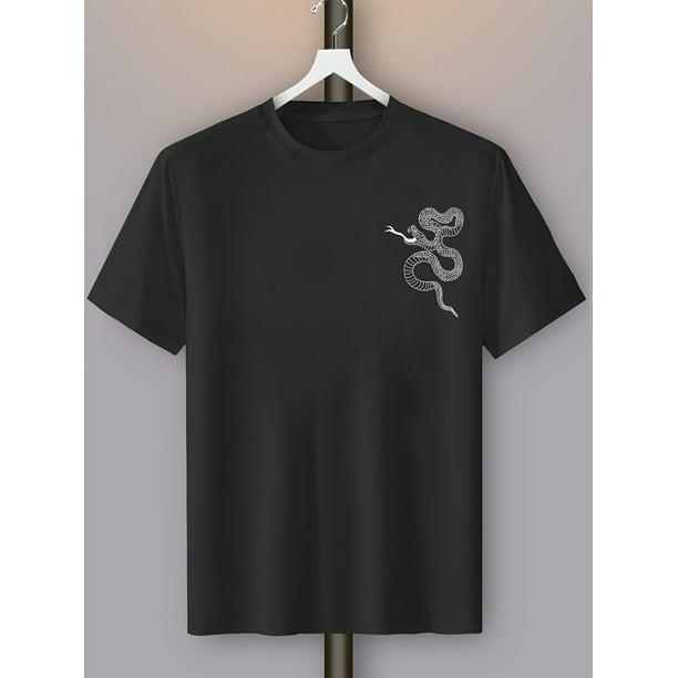 Men's T-shirt with snake pattern tee top, Men's Comfy T-shirt, Crew Neck, Short Sleeves, Graphic Tee Men's Summer Outdoor Clothes, Men's Clothing, Tops For Men, Casual Sporty Tee, Summer Gifts