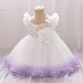 thumbnail image 4 of NAISIBABY Little Girls Princess Dress, Shinny Sequin Sleeveless Tutu Mesh Pageant Birthday Wedding Party Floral Dress White 9Months, 4 of 9