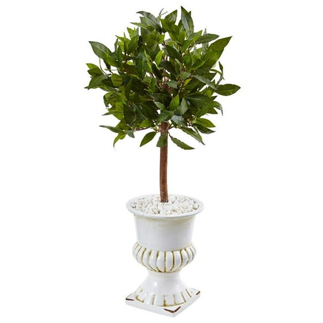 2.5 ft. Sweet Bay Mini Topiary Tree in White Urn