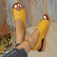 thumbnail image 4 of Women's Sandals Summer Buckle Patchwork Sandals Wedge Flat Sandals Lightweight Large Size Slippers Yellow 37, 4 of 7