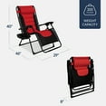 thumbnail image 2 of Best Choice Products Oversized Padded Zero Gravity Chair, Folding Outdoor Patio Recliner w/ Side Tray - Red, 2 of 7