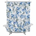 thumbnail image 2 of Blue Wildflowers Shower Curtain for Bathroom Decor, Spring Watercolor Blue Floral Leaf Plant Waterproof Fabric Shower Curtain, 48"x72" Set with 12 Hooks, 2 of 9