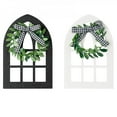 thumbnail image 2 of Clearance! 2pcs/set Exquisite Black White Plaid Rustic Farmhouse Wooden Tray Decor Cathedral Arch Window And Ladder Sign Shelf, 2 of 6