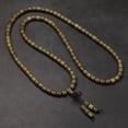 thumbnail image 4 of 108 Wood Barrel Bead Bracelet Necklace Wenwan Style Buddhist Mala Fashion Jewelry for Meditation or Daily Wear, 4 of 6