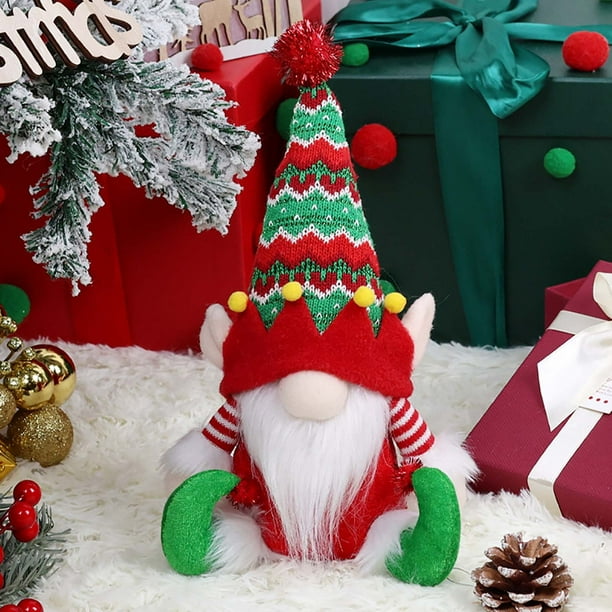 Xihbxyly Ofertas Del Día Liquidación Prime Muñeco de Anciano Sin Rostro Navideño con Sombrero Largo y Adorno para Ventana de Anciano Rudolf