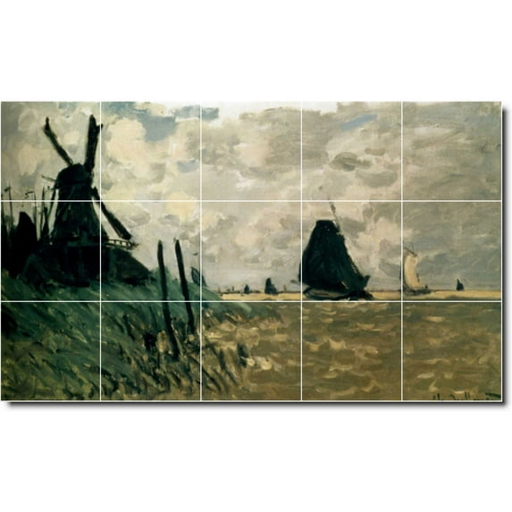 Ceramic Tile Mural-Claude Monet Country Painting 74. 40" w x 24" h using (15) 8 x 8 ceramic tiles