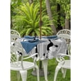 thumbnail image 2 of Outdoor Tablecloth with Umbrella Hole and Zipper, Grey Black Christmas Round Table Cloth 54 Inch Waterproof Tablecloth, Xmas Snowman Snowflake Picnic Table Cover for Patio Camping, 2 of 7