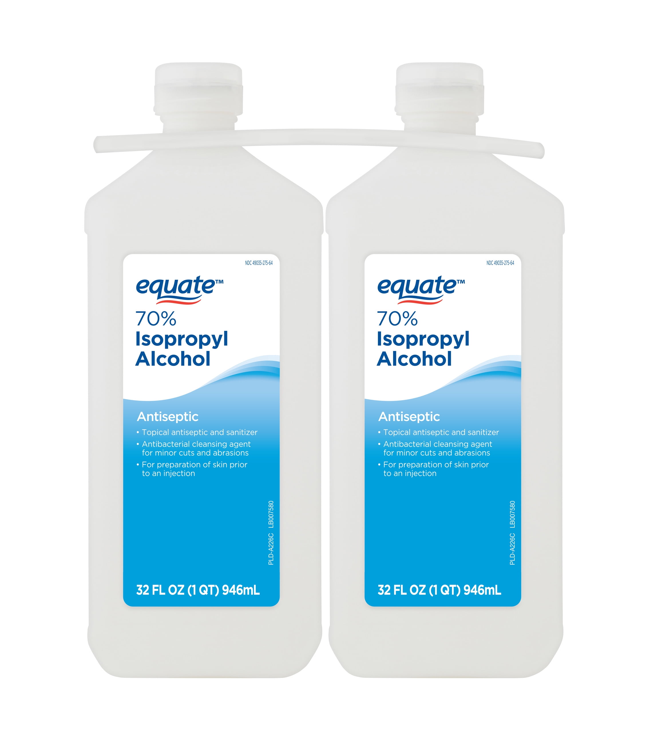 Equate 70 Isopropyl Alcohol Liquid Antiseptic, 32 fl oz, Twin Pack