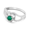 thumbnail image 3 of 14k White Gold Round Emerald And Diamond Heart Ring, 3 of 6