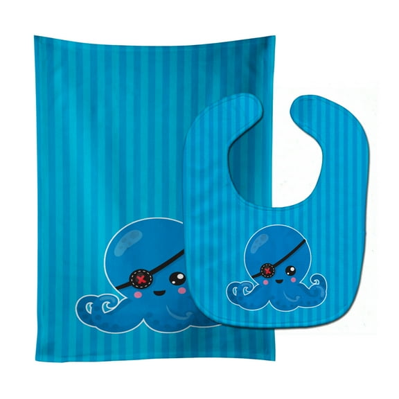 Dinosaur Blue Baby Bib and Burp Cloth