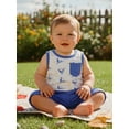 thumbnail image 6 of BemeyourBBs Toddler Boys Summer Clothes 2 Pieces Outfits Sailboat Tree Dinosaur Print Tank Top with Elastic Waist Shorts Set Toddler Boys Summer Beach Outfit, 6 of 9