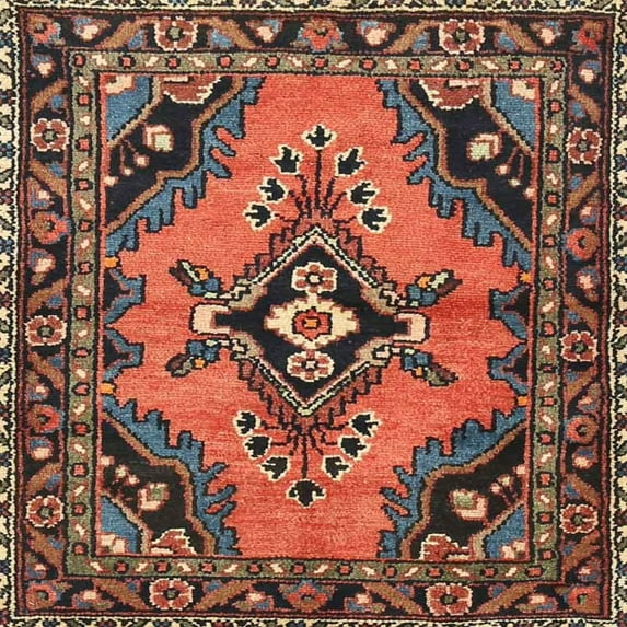 Ahgly Company Machine Washable Indoor Square Traditional Orange Salmon Pink Area Rugs, 5' Square