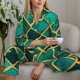 thumbnail image 6 of Fotbe Green Mosaic Glass Pattern Long Sleeve Pajama Set for Women,Sleepwear Set,2-piece Loungewear Set,Soft PJs Comfy Nightwear with Pockets -Medium, 6 of 7
