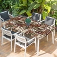 thumbnail image 2 of Country Patch Plaid Table Cloths for 4 Foot Rectangle Tables, Brown Farmhouse Retro Bear Deer Cabin Patio Waterproof Elastic Fitted Tablecloths, Washable Rectangular Table Cover for Camping, 2 of 8
