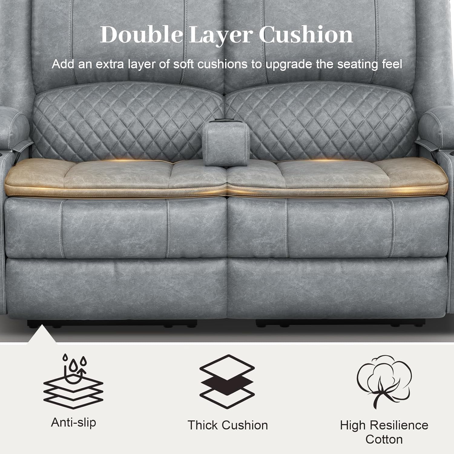 Loberfve Wall Hugger Power Reclining Loveseat, Home Theater RV Recliner with Storage USB Ports, Removable Armrest, Remote, Light Gray