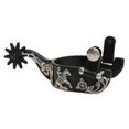 thumbnail image 2 of Black Satin Floral Reining Spurs, 2 of 2