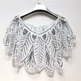 thumbnail image 4 of Women Party Shawl Sequin Summer Short Thin Coat V Neck See-through Gauze Leaf Shape Embroideried Beaded Capelet Sparking Cape, 4 of 6