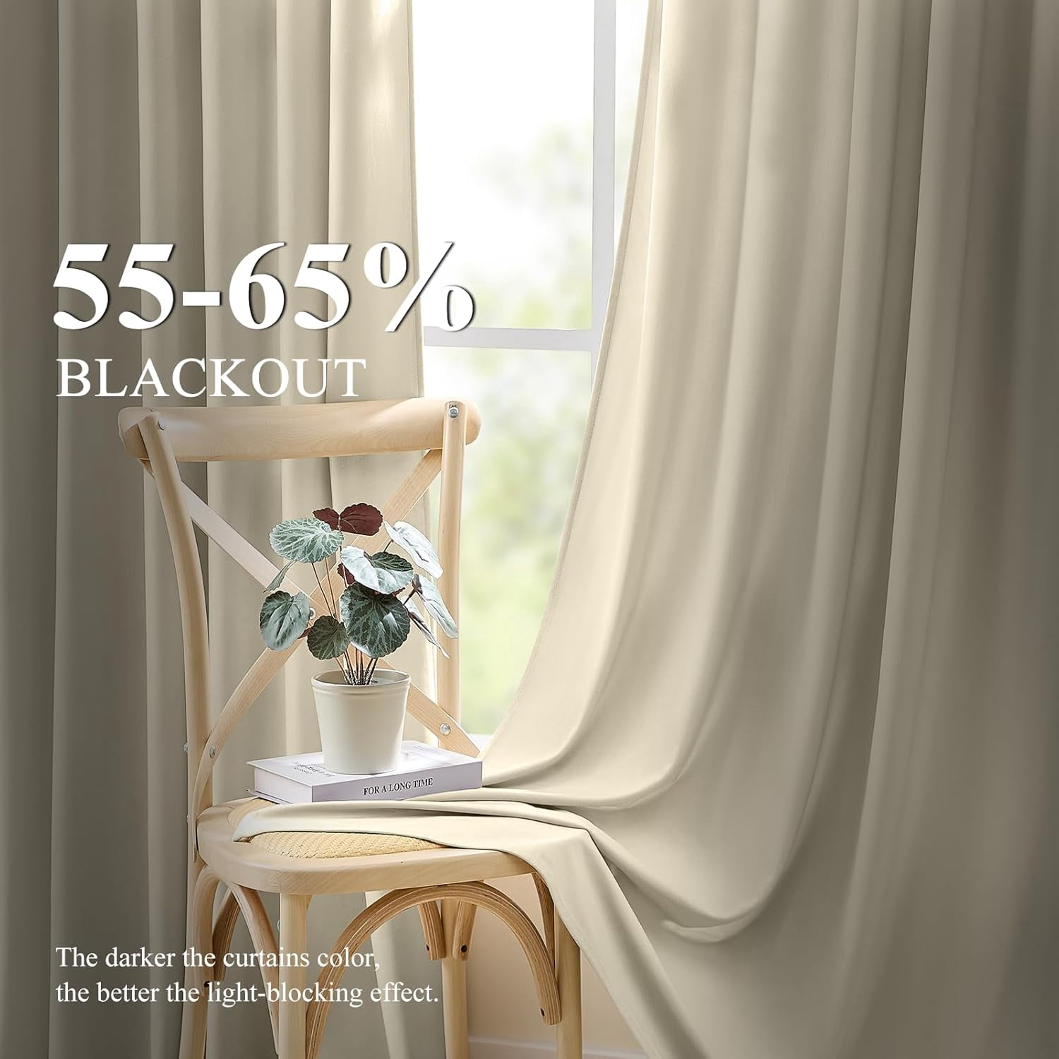 Galenzoov 52*96 inch 2 Panels Velvet Curtains for Home, Room Darkening Heat Blocking Blackout Window Curtains Back Tab Rod Pocket Drapes for Bedroom,Living room,Office,Ivory