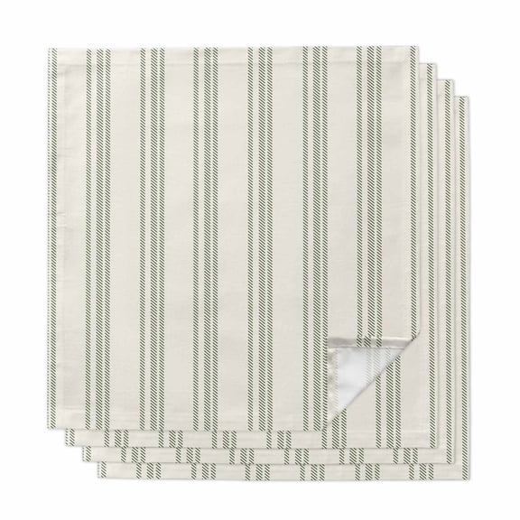 Sage Green Striped Cloth Napkins, Modern Farmhouse Green Stripes Washable and Reusable Dinner Napkins Set of 4, Table Napkin for Kitchen Party Birthday Wedding Hotel Housewarming 20"x20"