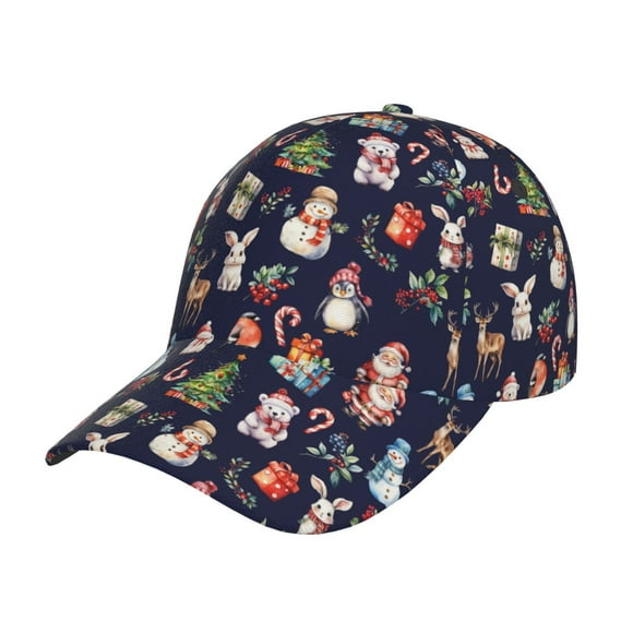 Easygdp Christmas Critters Delight for Unisex Twill Fabric Baseball Cap with Adjustable Buckle - Sweat-Absorbent Hat for Outdoor Activities, Sports, and Casual Wear