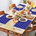 thumbnail image 2 of Blue Geometric Quatrefoil Pattern Summer Placemats Table Placemats Set Of 4-Linen Kitchen Washable Placemats Table Mats 11.8"x17.7" Non-Slip Heat Resistant, 2 of 6