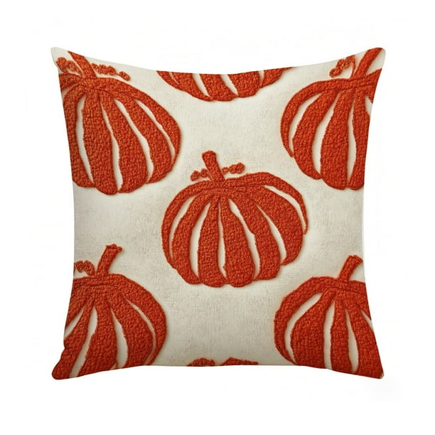 Mom's Best Fundas de almohada de Acción de Gracias de 17,7 x 17,7 pulgadas, con diseño de calabaza otoñal y tela suave con cremallera oculta para decoración del hogar.