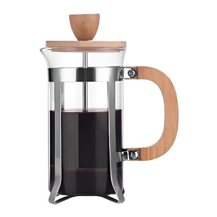ACDANC 12oz French Press Coffee Maker with Wooden Handle High-Density Filter Heat Resistant Borosilicate Glass Teapot Coffee Press