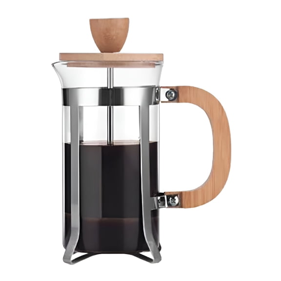 ACDANC 12oz French Press Coffee Maker with Wooden Handle High-Density Filter Heat Resistant Borosilicate Glass Teapot Coffee Press