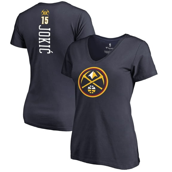 Women's Nikola Jokic Navy Denver Nuggets Team Backer Name & Number V-Neck T-Shirt