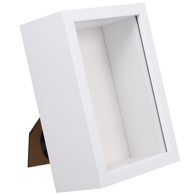 WRITWAA Small Display Box White Display Frame Rustic Tabletop Display for Memory Keepsakes 1Pack
