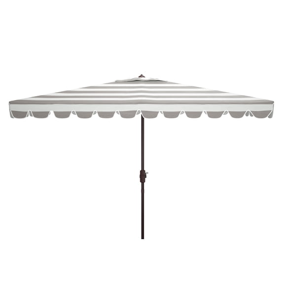 SAFAVIEH Outdoor Collection Vienna 6.5 x 10-Foot Rectangle Umbrella Grey/White